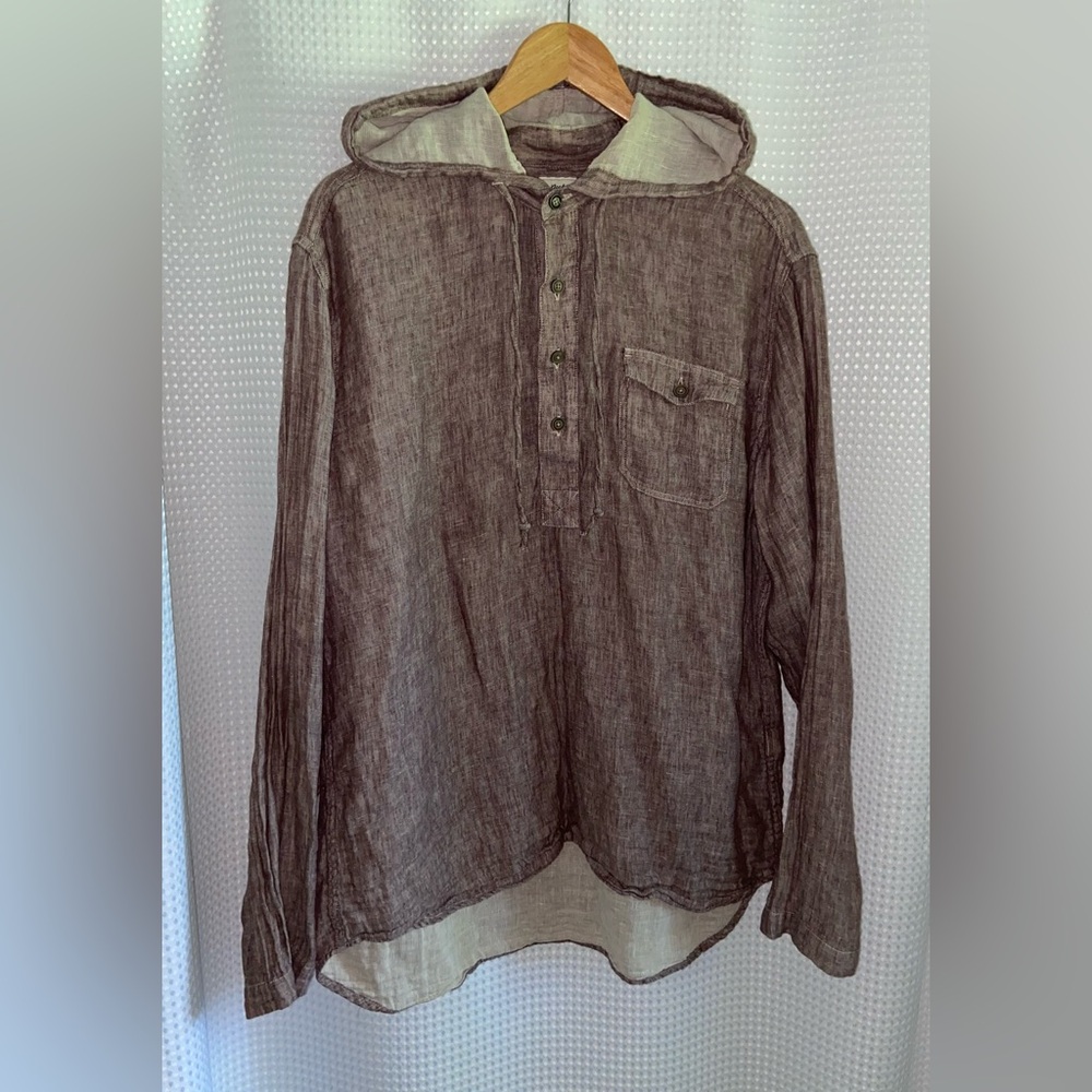 2/60$ Men’s Lucky Brand Linen blend hooded shirt size Large